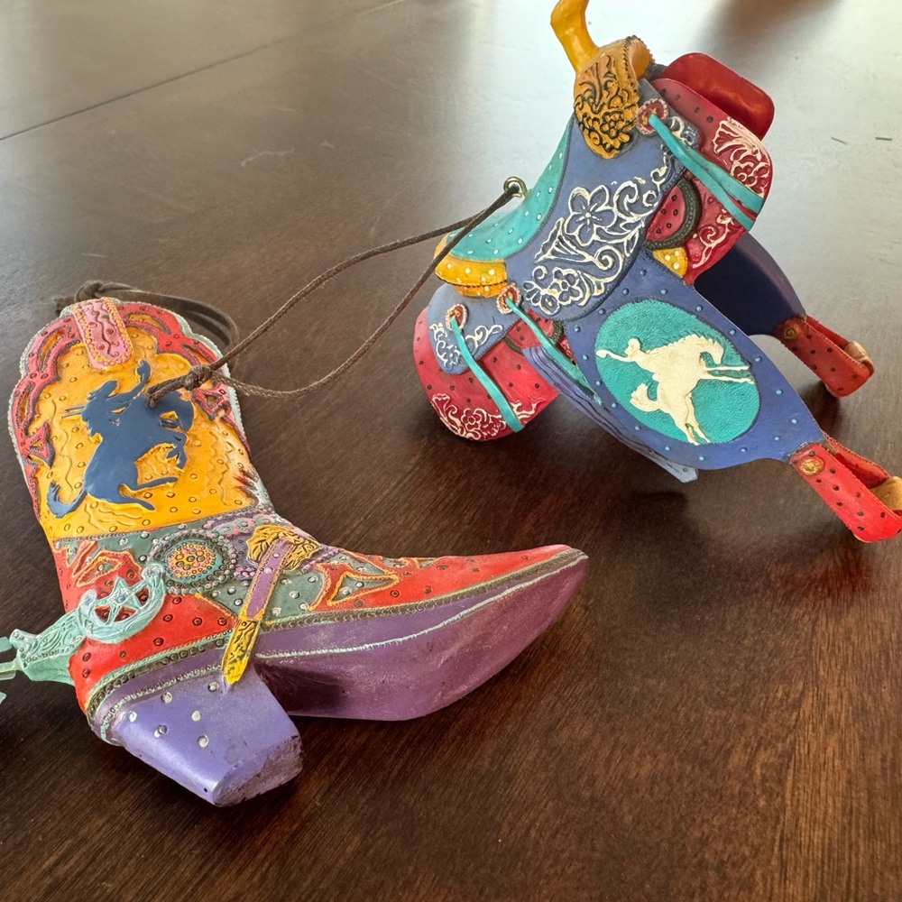 Sundance western Cowboy Boot and Saddle Decor ornament